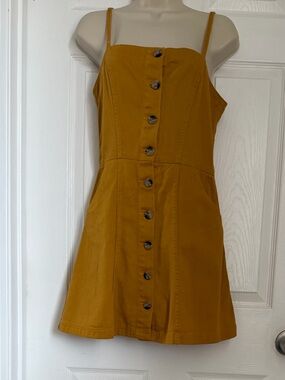 NWT H&M Divided Mustard Button-Front Mini Dress size 4